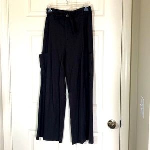 Black linen tie waist cargo pants